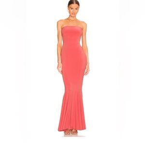 Norma Kamali Strapless Fishtail Gown in Papaya